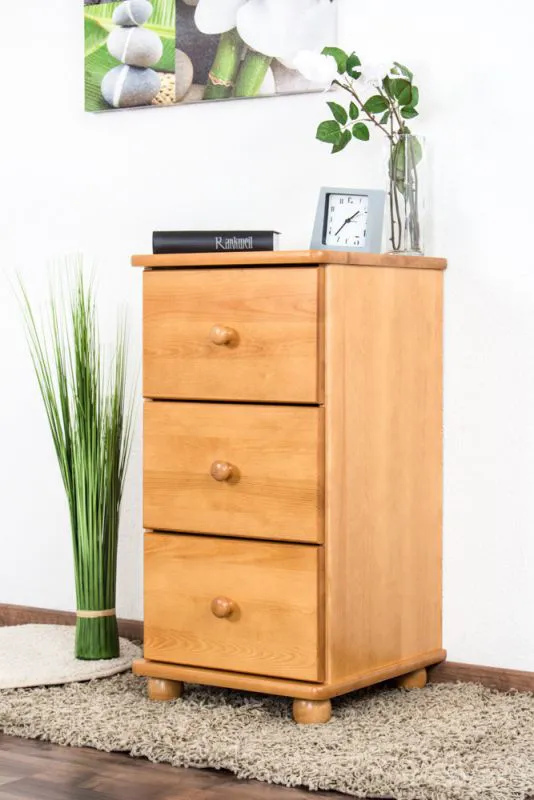 Commode pin massif couleur aulne Junco 150 | 3 tiroirs | 78 x 40 x 42 cm | Design moderne