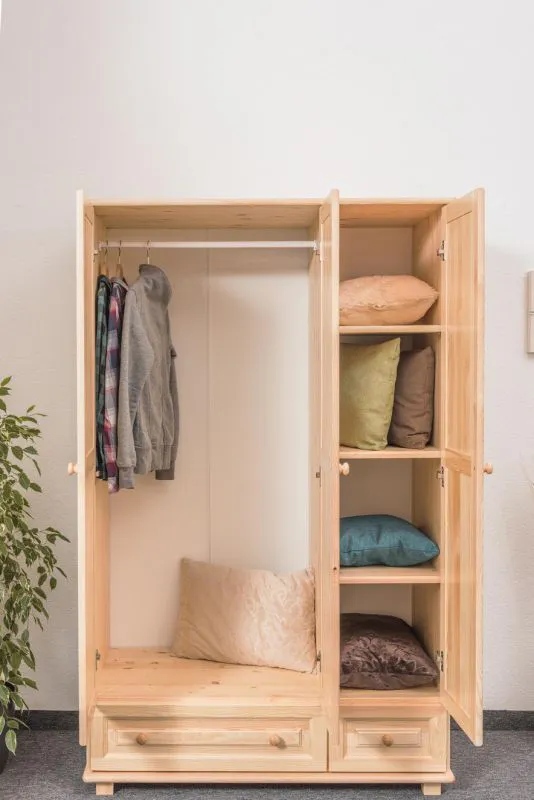 Bois véritable Armoire, Couleur: Naturel 190x133x60 cm Abbildung