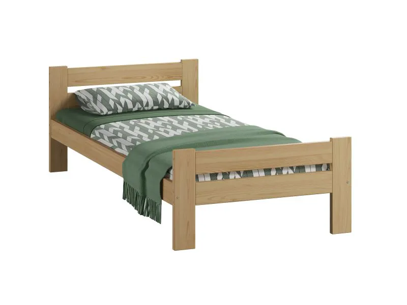 Lit 1 place Aixovall 09 | Pin massif naturel | Couchage 100 x 200 cm | Design robuste