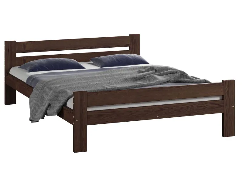 Lit junior Aixovall 13 | Pin massif | Finition noyer | Couchage 120 x 200 cm