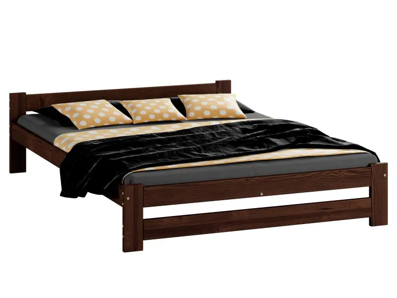 Lit junior design neutre Sispony 18 | Pin massif | Finition noyer | 140 x 200 cm