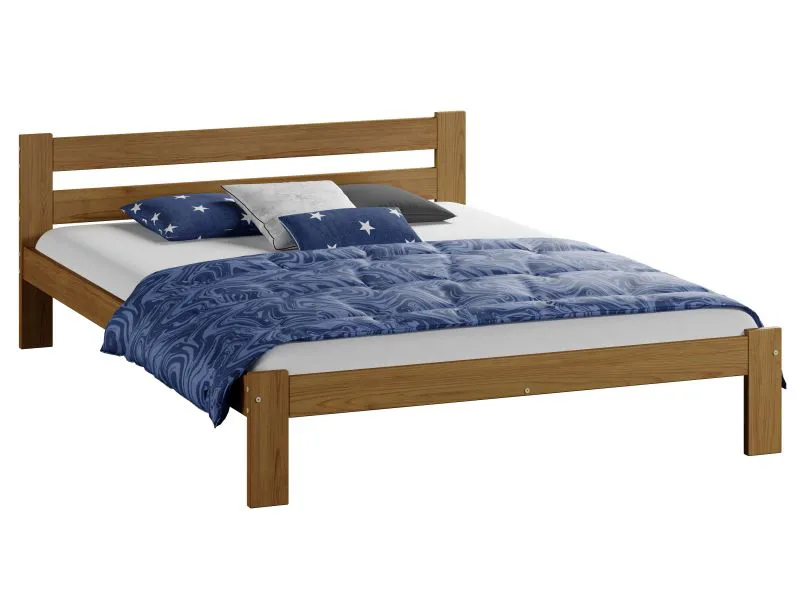 Lit junior style campagne Encamp 14 | Pin massif finition chêne | 120 x 200 cm