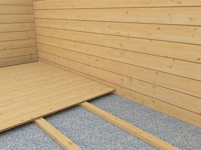Plancher pour abri de jardin Wiesenlust 03, surface au sol : 16 m², abri en madriers de 34 mm