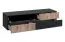 Meuble bas TV / façade striée / Couleur : Noir / Chêne vicking / Marbre noir / Fonction push-to-open / 160 x 45 x 42 cm / 3 tiroirs / 1 porte basculante