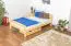 lit simple / lit d'appoint en bois de pin massif, naturel A6, sommier à lattes inclus - Dimensions : 120 x 200 cm