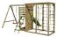 Echafaudage à grimper S38C avec toboggan ondulé / extension de balançoire double / mur d'escalade / filet à grimper / échelle de corde / anneaux de gymnastique / corde à grimper et barres horizontales / 462 x 360 cm