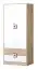 Chambre d'enfant - armoire à portes battantes / armoire Fabian 01, couleur : chêne brun clair / blanc / rose - 190 x 80 x 50 cm (H x L x P)