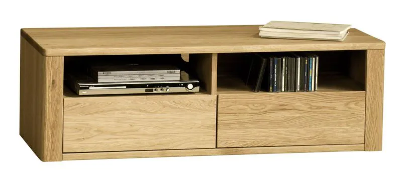 Meuble TV Jussara 06 | Chêne partiellement massif naturel | 40 x 124 x 50 cm | Design moderne et rangement optimal