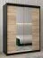 Armoire à portes coulissantes / Penderie Jan 03D avec miroir, Couleur : Noir / Chêne de Sonoma - Dimensions : 200 x 150 x 62 cm (H x L x P)