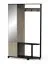 Grand porte-manteau avec 3 crochets Nandera 01, Couleur : Chêne / Noir, avec miroir intégré, bonne stabilité, dimensions : 184 x 108,5 x 34 cm, pour vestibule
