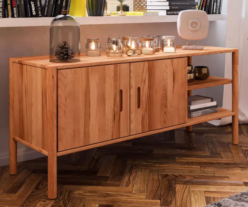 Commode Wellsford 25 en bois massif de hêtre cœur huilé | 64 x 142 x 46 cm | Design haut de gamme