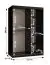 Armoire avec deux portes miroir Hochfeiler 80, Couleur : Noir / Marbre noir - Dimensions : 200 x 120 x 62 cm (h x l x p), avec cinq casiers