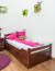 Lit enfant / lit junior "Easy Premium Line" K1/2h incl. 2ème couchette et 2 panneaux de recouvrement, 90 x 200 cm bois de hêtre massif laqué brun foncé