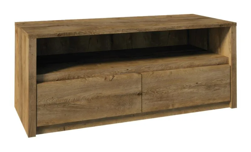 Meuble TV Selun 13 | Finition chêne foncé | 53 x 130 x 53 cm | Design moderne sans poignées