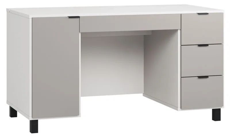 Bureau Pantanoso 02 blanc/gris | 78 x 140 x 67 cm | Fonctionnalités intelligentes & espace optimisé