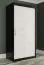 Armoire au design moderne Ätna 26, Couleur : Noir mat / Marbre blanc - Dimensions : 200 x 100 x 62 cm (h x l x p), avec cinq casiers et deux tringles à vêtements