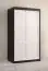 Armoire moderne au design sobre Liskamm 03, Couleur : Noir mat / Blanc mat - Dimensions : 200 x 100 x 62 cm (h x l x p), avec cinq casiers et deux tringles à vêtements