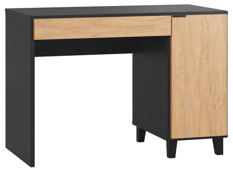 Bureau Leoncho 27 | Noir & Chêne | 78 x 110 x 57 cm | Design moderne & Soft Touch