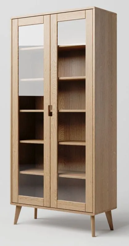 Vitrine en chêne massif naturel Aurornis 09 | 200 x 96 x 40 cm | Design moderne et grande capacité