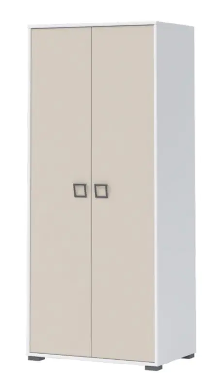 Chambre d'enfant - Armoire à portes battantes / armoire Benjamin 12, couleur : blanc / crème - Dimensions : 198 x 84 x 56 cm (H x L x P)