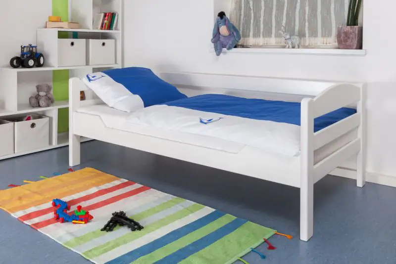 Lit d'enfant / lit de jeunesse "Easy Premium Line" K1/n Canapé, hêtre massif laqué blanc - Dimensions : 90 x 200 cm