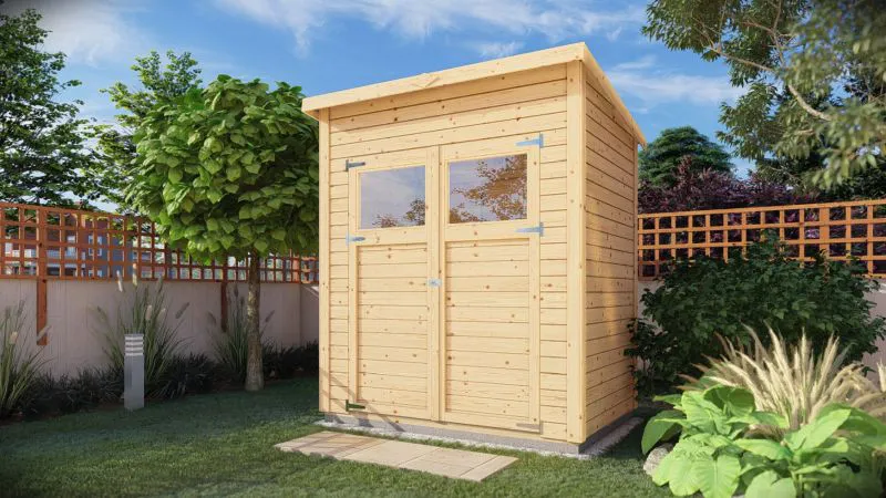 Abri de jardin Dresden 01 avec plancher, naturel - 14 mm abri de jardin en éléments, surface au sol : 2,10 m², toit à une pente