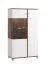 Vitrine 2 portes élégante | Chêne Flagstaff & Blanc brillant | 6 compartiments | 143 x 78,5 x 40 cm | Finition premium