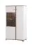 Vitrine 2 portes élégante | Chêne Flagstaff & Blanc brillant | 6 compartiments | 143 x 78,5 x 40 cm | Finition premium