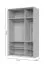 Armoire avec cadre LED Neiafu 61, une porte miroir, deux tringles à vêtements, système de fermeture en douceur, dimensions : 224 x 137 x 56 cm, six étagères