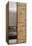 Penderie / Armoire à portes coulissantes / 2 portes coulissantes/ 6 compartiments / 245,5 x 100 x 64 cm / Miroir / Soft-Close / Couleur : Chêne Artisan / 2 tringles à vêtements