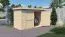 Abri de jardin Kesten 01 avec plancher, garage à vélos, naturel - Surface : 2,11 m², Toit plat, Double porte en bois massif