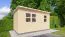 Abri de jardin Warstein 01 avec plancher, naturel - en éléments de 19 mm, surface au sol : 10,48 m², toit plat, double porte et porte simple avec verre de sécurité