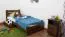 Lit d'enfant / lit de jeunesse en bois de pin massif, couleur noyer A24, sommier à lattes inclus - Dimensions 90 x 200 cm 
