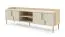 Meuble bas TV / Couleur : Chêne Mavelie / Macadamia / 4 portes battantes / 4 compartiments / 160 x 42 x 51 cm / Fonction push-to-open / Tableau TV / Pieds : métal