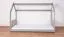 Lit cabane enfant 80 x 160 cm | Pin massif gris laqué | Sommier inclus