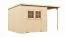 Abri de jardin en éléments de 19 mm / 3,84 x 2,39 mètres / Abri de jardin avec toit rapporté / Naturel / Abri de jardin / Plancher inclus / Toit plat / Mayence 04 / Porte encadrée de bois massif avec fenêtres