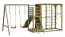 Echafaudage à grimper S38C avec toboggan ondulé / extension de balançoire double / mur d'escalade / filet à grimper / échelle de corde / anneaux de gymnastique / corde à grimper et barres horizontales / 462 x 360 cm