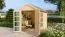 Abri de jardin moderne avec plancher, non traité, Cabane de jardin en éléments, Surface au sol : 4,33 m², Toit en bâtière, Double porte avec verre de sécurité
