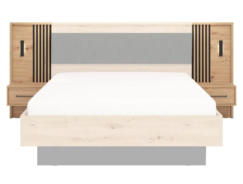 Lot de 2 chevets Indika 15, Couleur : Chêne Artisan / Noir, un tiroir, ABS, dimensions : 115,5 x 93,5 x 35 cm, pour chambre à coucher