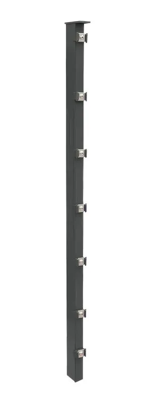 Poteaux de clôture Mod. P, Finition: Revêtement anthracite, Pour hauteur de porte: 243 cm, Longueur: 300 cm, Points de fixation: 13
