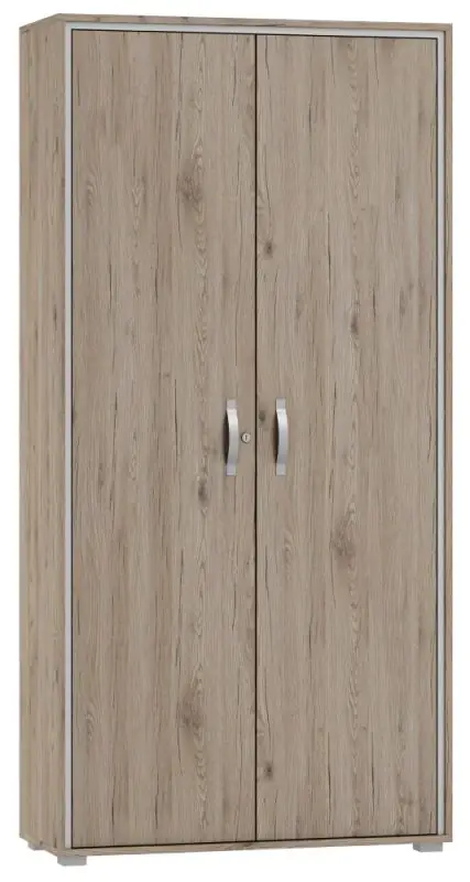 Armoire Cianjur 11, couleur : Chêne / Blanc - Dimensions : 209 x 90 x 40 cm (H x L x P)