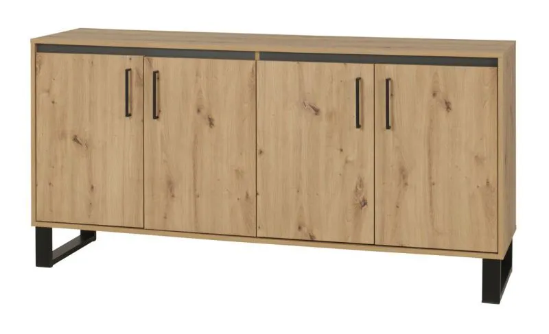 Buffet Kanel 07 | Espace de rangement optimisé | Chêne et anthracite | 83 x 170 x 41 cm