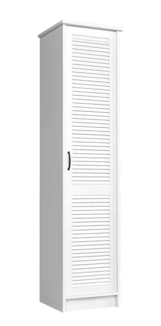 Armoire à portes battantes / armoire Badus 08, couleur : blanc - 201 x 49 x 44 cm (h x l x p)