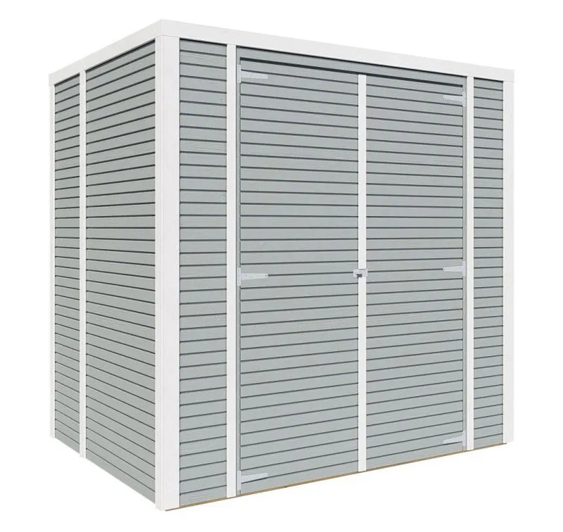 Abri de jardin en bois gris clair, Cabane de jardin en éléments, armoire à outils, 2,08 x 1,57 mètres, toit plat, double porte en bois massif