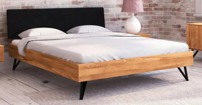 Lit double Masterton 01 | Hêtre cœur massif huilé | 200 x 200 cm | Design premium