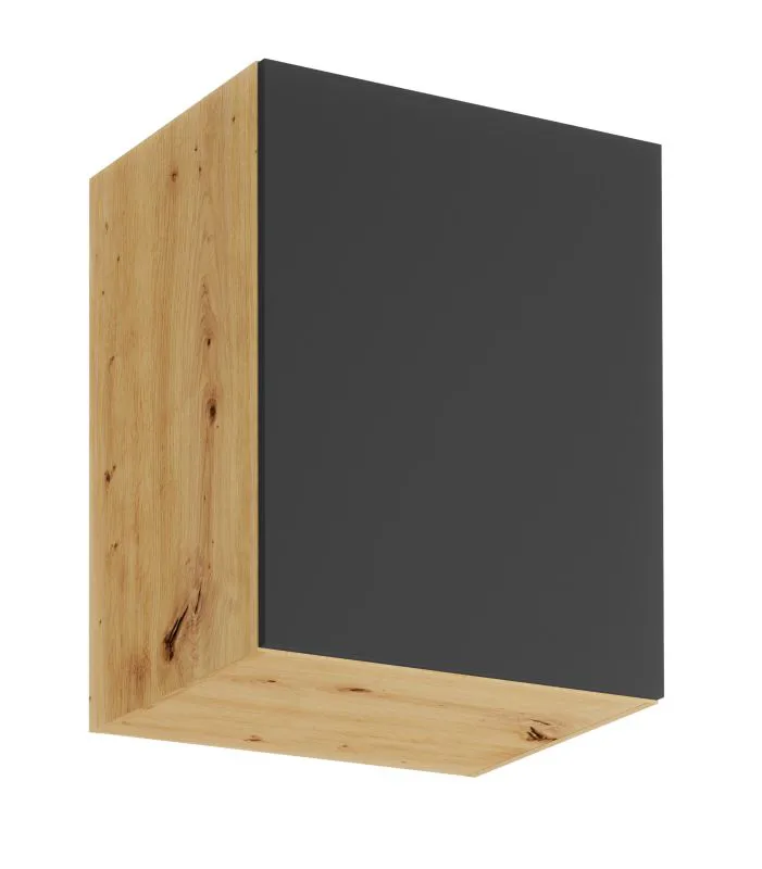 Armoire de cuisine suspendue / 1 porte / Chêne Artisan / Gris / Face sans Poignées / Push-to-Open / Matterhorn 26 / 60 x 44,8 x 72 cm / 2 compartiments