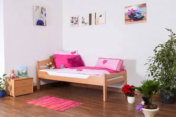 Lit pour enfant 90 x 200 cm | Bois massif: Hêtre | Laqué Naturel Abbildung
