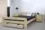 lit simple / lit d'appoint en bois de pin massif, naturel A6, sommier à lattes inclus - Dimensions 140 x 200 cm