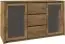 Vitrine Selun 01, couleur : chêne brun foncé - 80 x 140 x 43 cm (h x l x p)