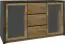 Vitrine Selun 01, couleur : chêne brun foncé / gris - 80 x 140 x 43 cm (h x l x p)